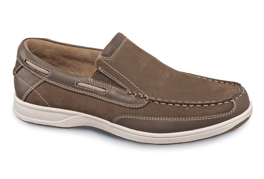 Brown Nubuck Boat Slip-on Wide Shoes | Hitchcock