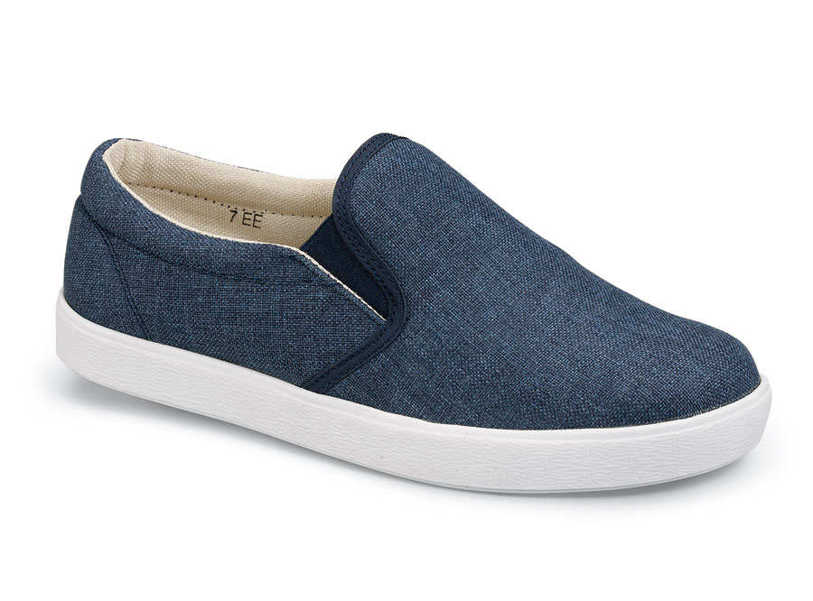 navy blue canvas slip on shoes
