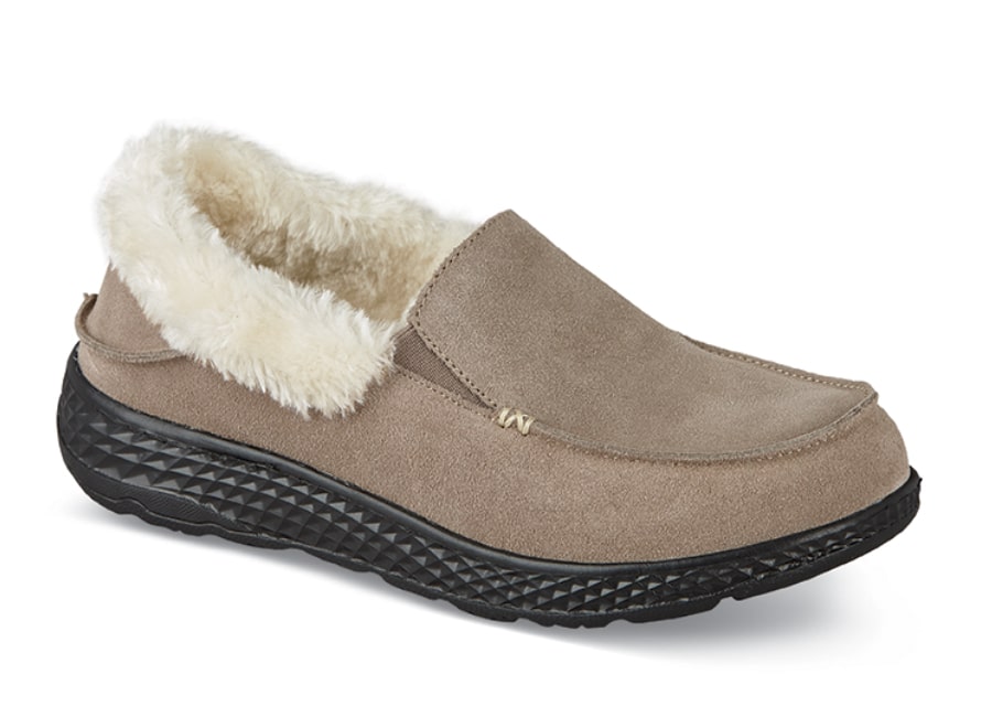 Britt Stone Suede Lined Slipper | Hitchcock Wide Shoes