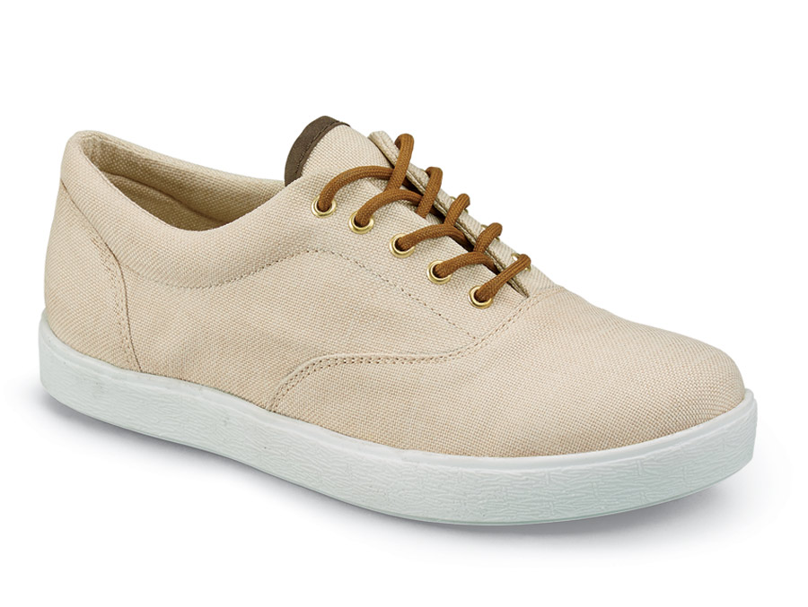 Patricia Beige Canvas Sneaker | Hitchcock Wide Shoes